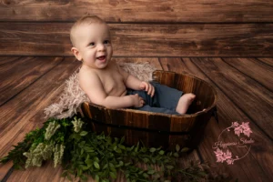 portrait enfant 1 an fond clair Lyon